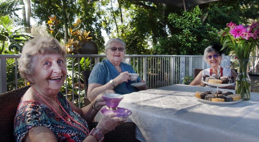 Residents at Hervey Bay Aged Care enjoying morning tea